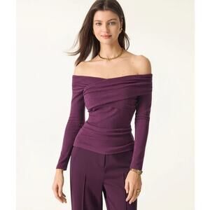 OGL Brami Top Light Warm Criss Cross Off Shoulder Plum Berry Size Large NEW